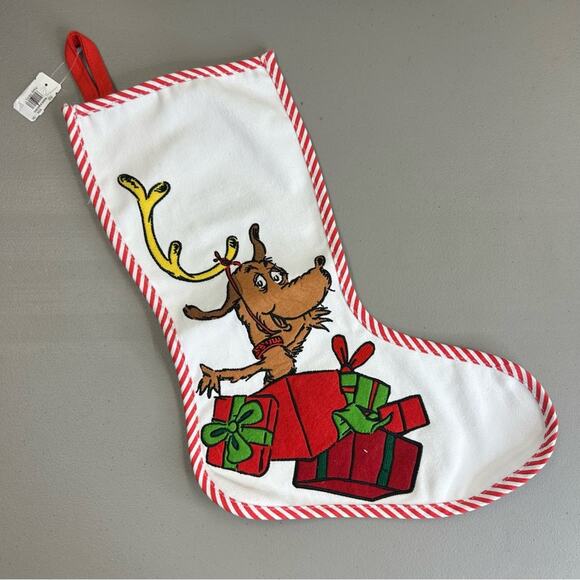 Pottery Barn Holiday Stocking How the Grinch Stole Christmas Max Dog Reindeer - Picture 1 of 7